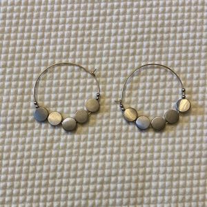 Wire hoop earrings with stainless steel circles